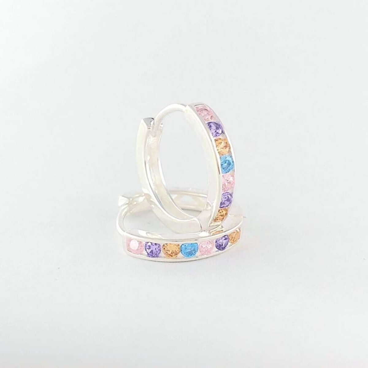 Caravanas de plata 925 - Con Circonia De Colores 