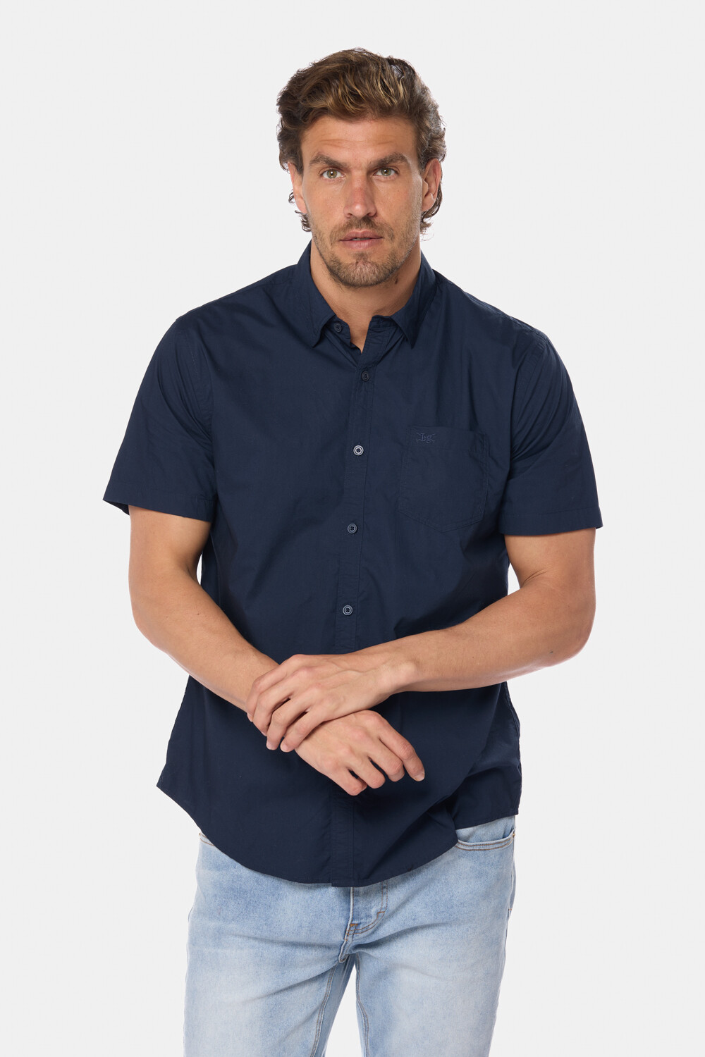 CAMISA LISA DE ALGODÓN Azul