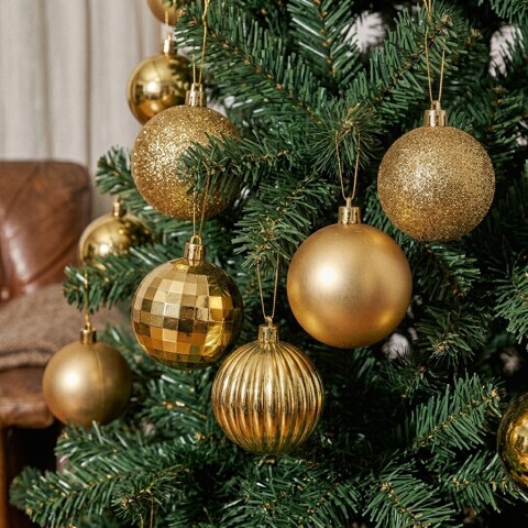 Set x24 chirimbolos 6 cm para árbol de navidad Dorado