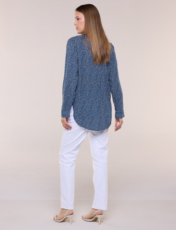 Camisa Holgada Estampada AZUL/BLANCO