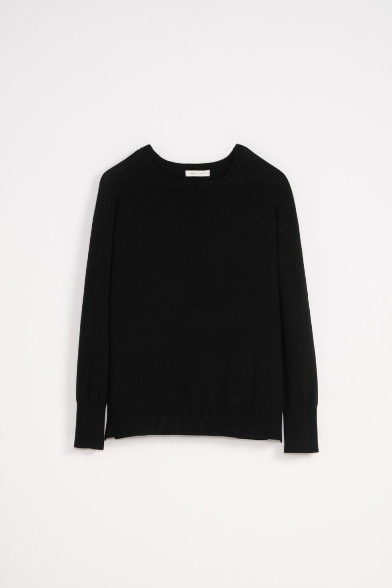 Buzo básico cuello redondo Negro