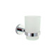 PORTA VASO VIDRIO Y METAL LINEA ROMA COLOR CROMO BRILLANTE CROMO