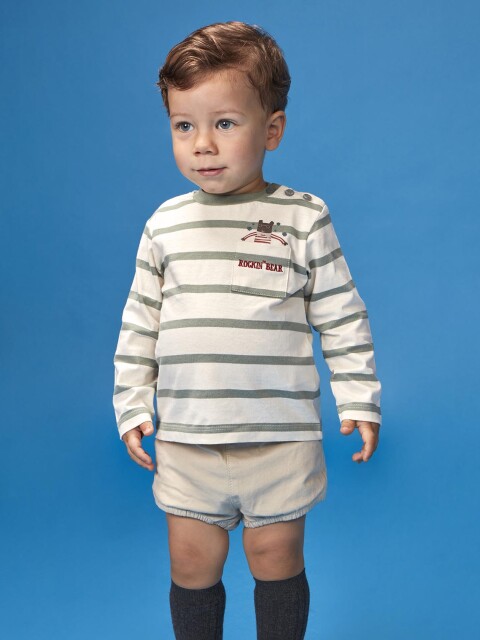 Camiseta Con Print Verde Suave