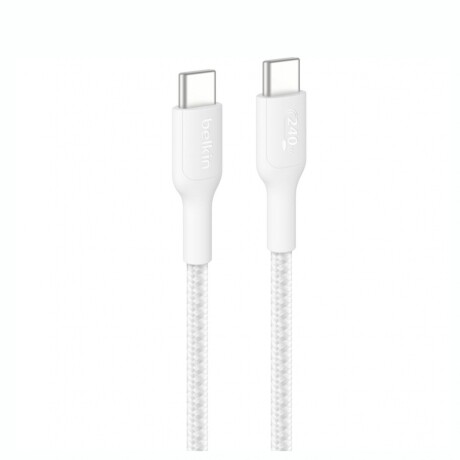 BELKIN CABLE BRAIDED USB-C TO USB-C 240W CABLE 2M Cable BELKIN USB-C A USB-C 240W Braided Longitud 2M - Blanco