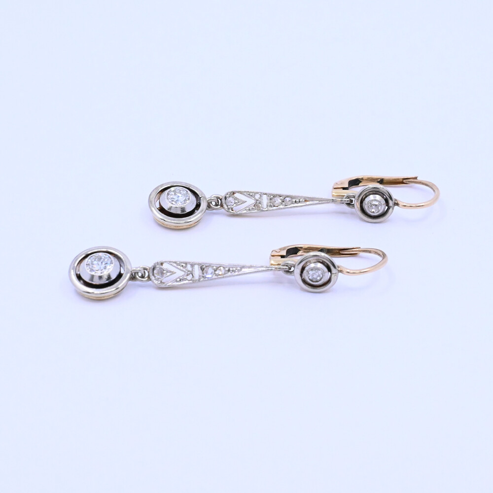 Caravanas oro 18k antiguas con brillantes y diamantes. Caravanas oro 18k antiguas con brillantes y diamantes.