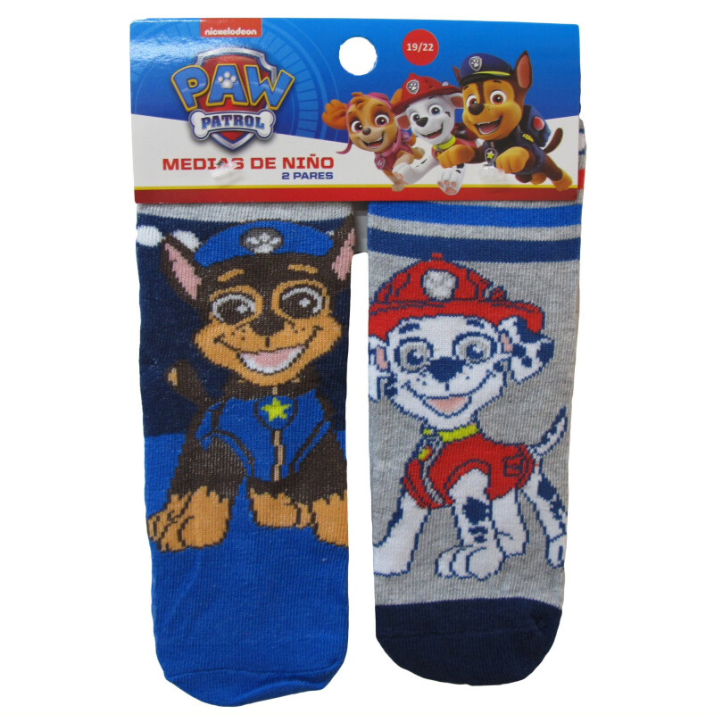 Medias Infantiles Disney x2 Paw Patrol Gris - Azul - Rojo