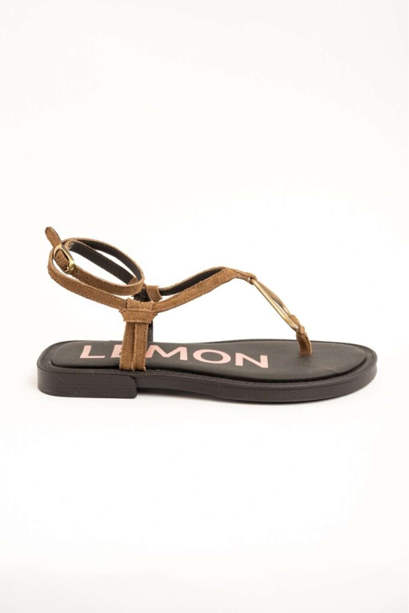 Sandalia Con Argolla - Camel 