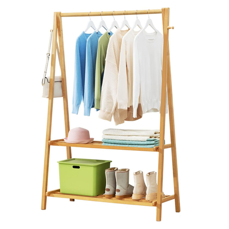 Perchero organizador con estantes de madera MADERA