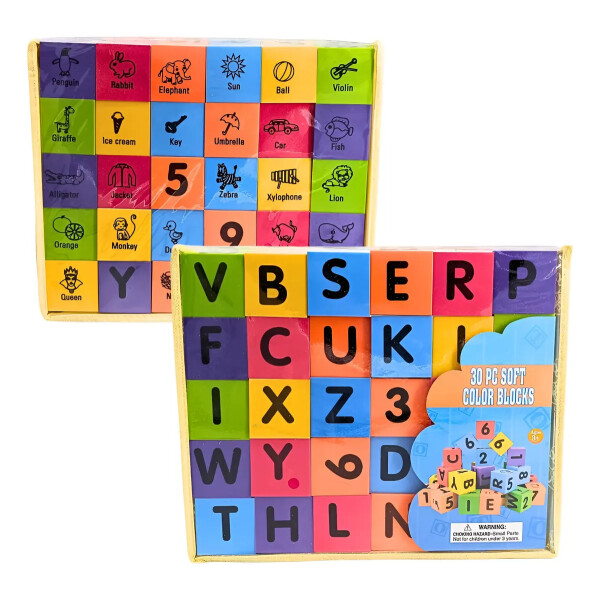 Set de bloques de goma eva con letras, números y animalitos Set de bloques de goma eva con letras, números y animalitos