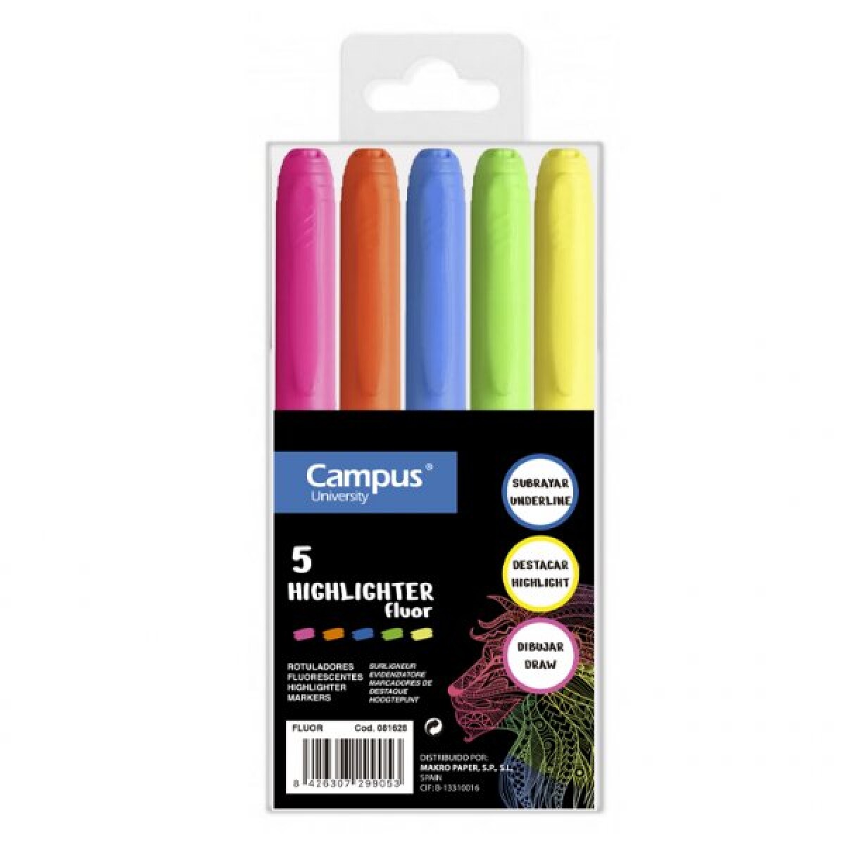 Resaltador Fino Campus Caja x5 Colores 