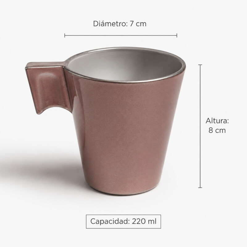 Vaso para Cafe en Vidrio y Asa 220ml - Por Unidad Rosa Viejo