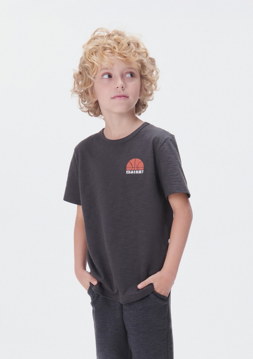 CAMISETA INFANTIL ESTAMPADA - GRIS 