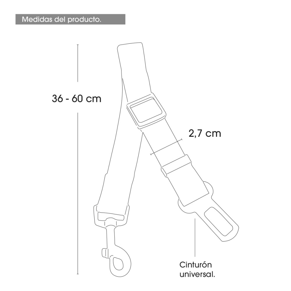 Cinturón De Seguridad Para Perros Regulable Correa Color negro