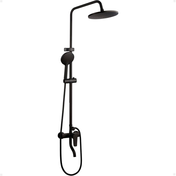Barral De Ducha Con Teléfono de Ducha Cabezal Brazo Manguera y Monocomando Acero inoxidable Negro Barral De Ducha Con Teléfono de Ducha Cabezal Brazo Manguera y Monocomando Acero inoxidable Negro