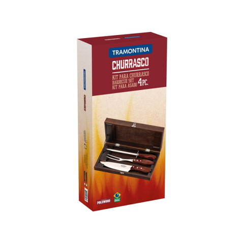 Juego para asado modelo CHURRASCO, 4 piezas en caja -TRAMONTINA TN7794