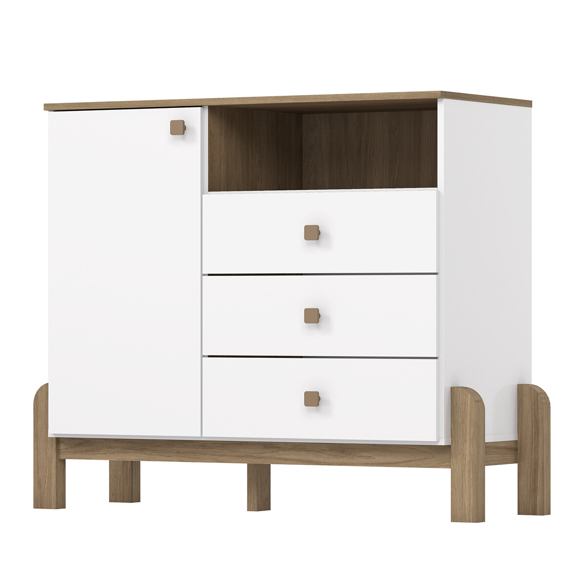 CÓMODA CAJONERA GUARDARROPA 3 CAJONES 1 PUERTA CON NICHO - INFANTIL 