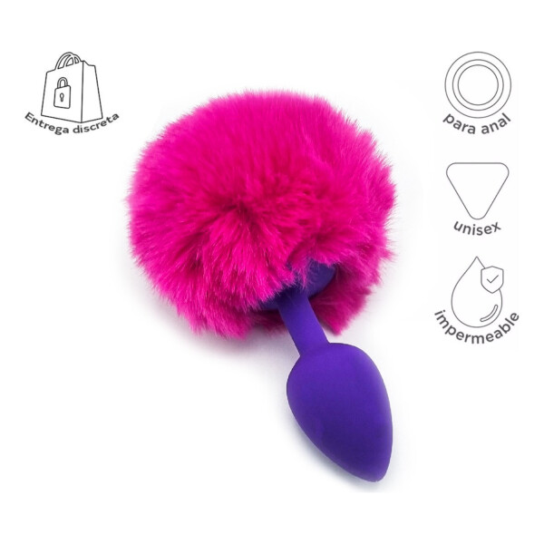 Plug Anal Pompón Conejita Consolador Estimulador Talle S Variante Color Fucsia Violeta