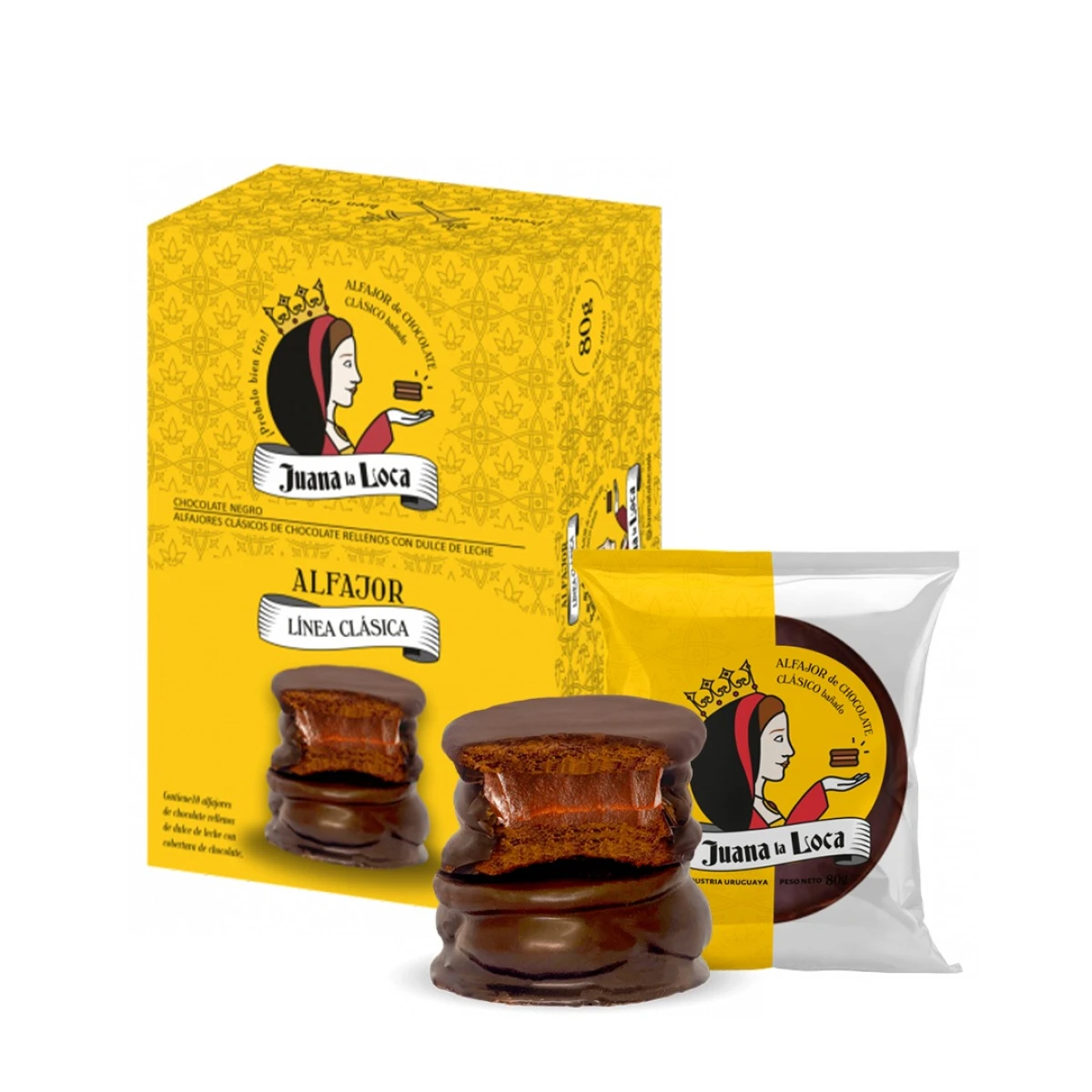 Caja de Alfajores Clasico 80 Grs de Chocolate Negro 