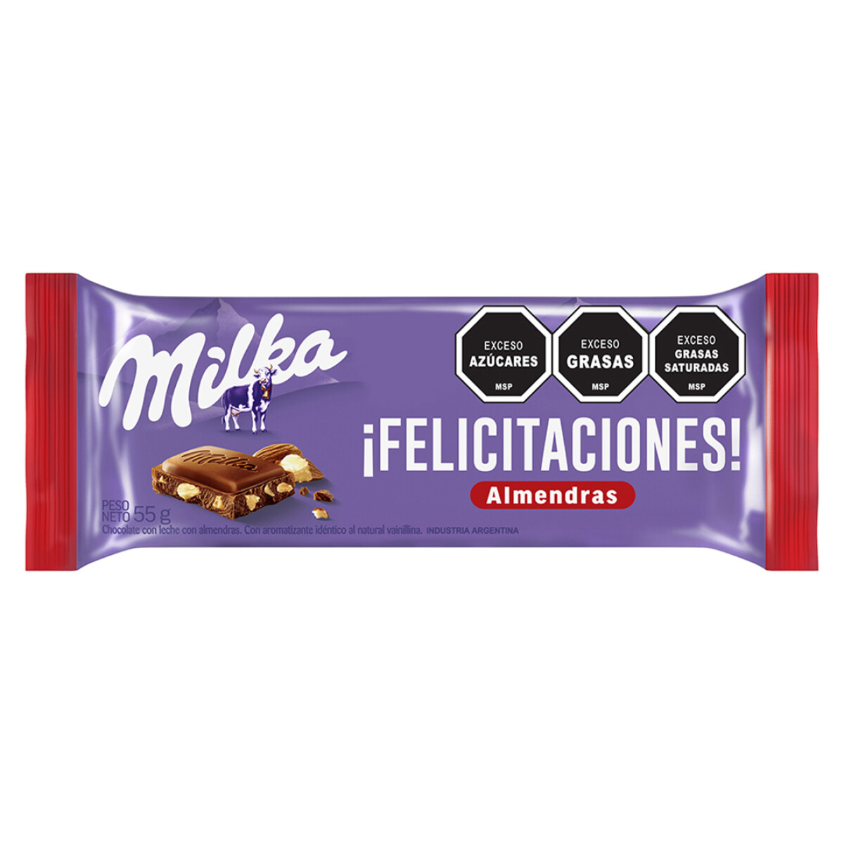Tableta de Chocolate Milka con Almendras 55G 