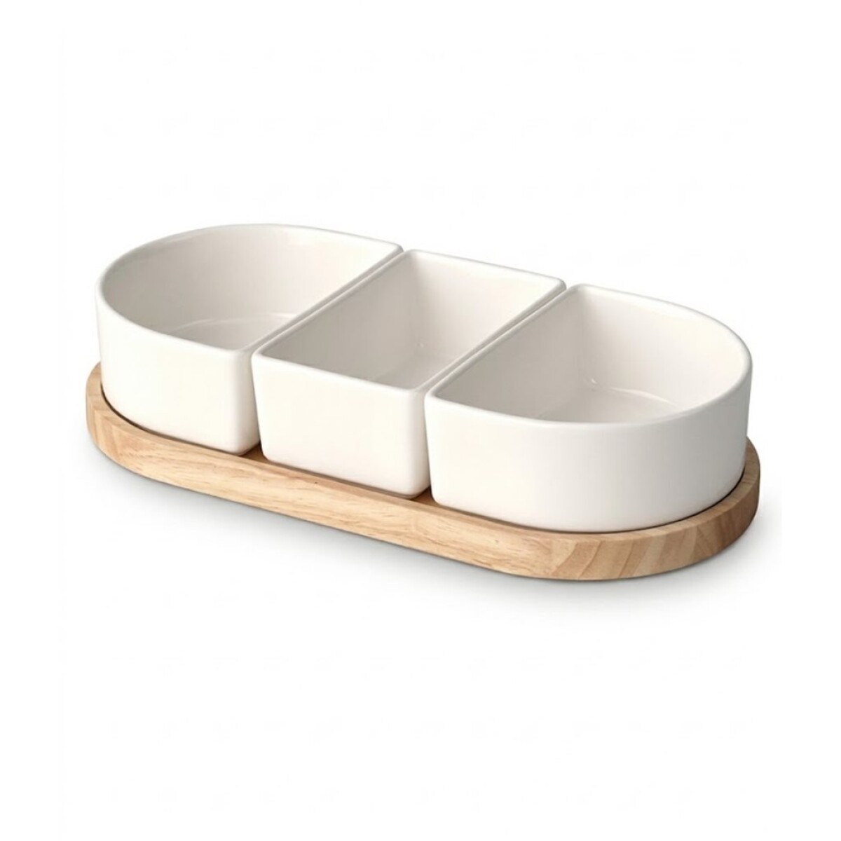 COPETINERO 3 DIV. BASE MADERA BAMBU 30X15X6CM BCO 