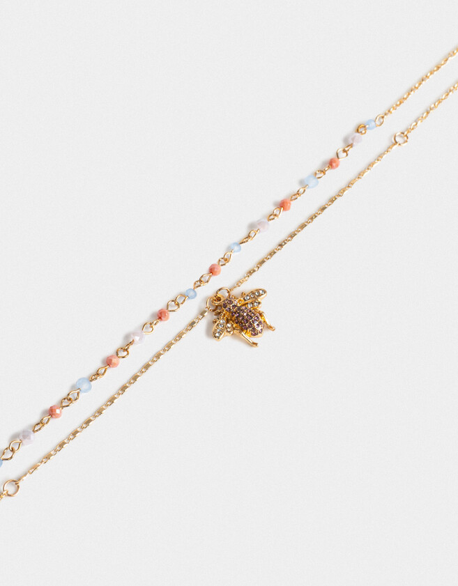 Collares Cortos Con strass multicolor Collar Corto Dije Abeja Strass - Dorado