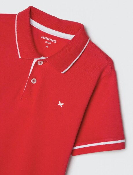 POLO INFANTIL CON LOGO BORDADO ROJO