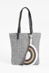 Canasto de playa pattern bicolor con estuche negro