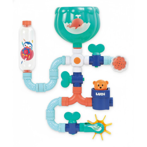 Jugete De Ducha Infantil Didactico Circuito De Agua Niños Color Celeste