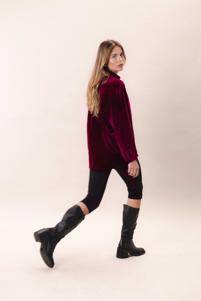 Camisa Balloon Velvet Bordo