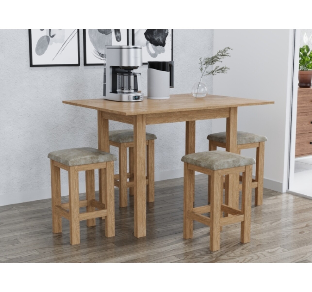 Juego De Comedor Plegable Romana + 4 Banquetas 