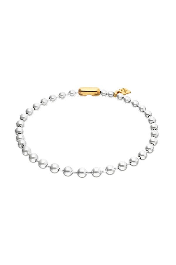 COLLAR DE BOLAS DE ALEACIÓN DE METALES BAÑADO EN PLATA DE LEY CON CIERRE Y CANDADO EN BAÑO DE ORO 18K Colgante