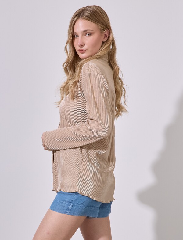 Camisa Saten Plisado BEIGE