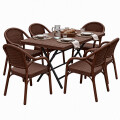 Mesa Comedor Plegable Exterior 1.20m + 6 Sillas Jardin Marrón