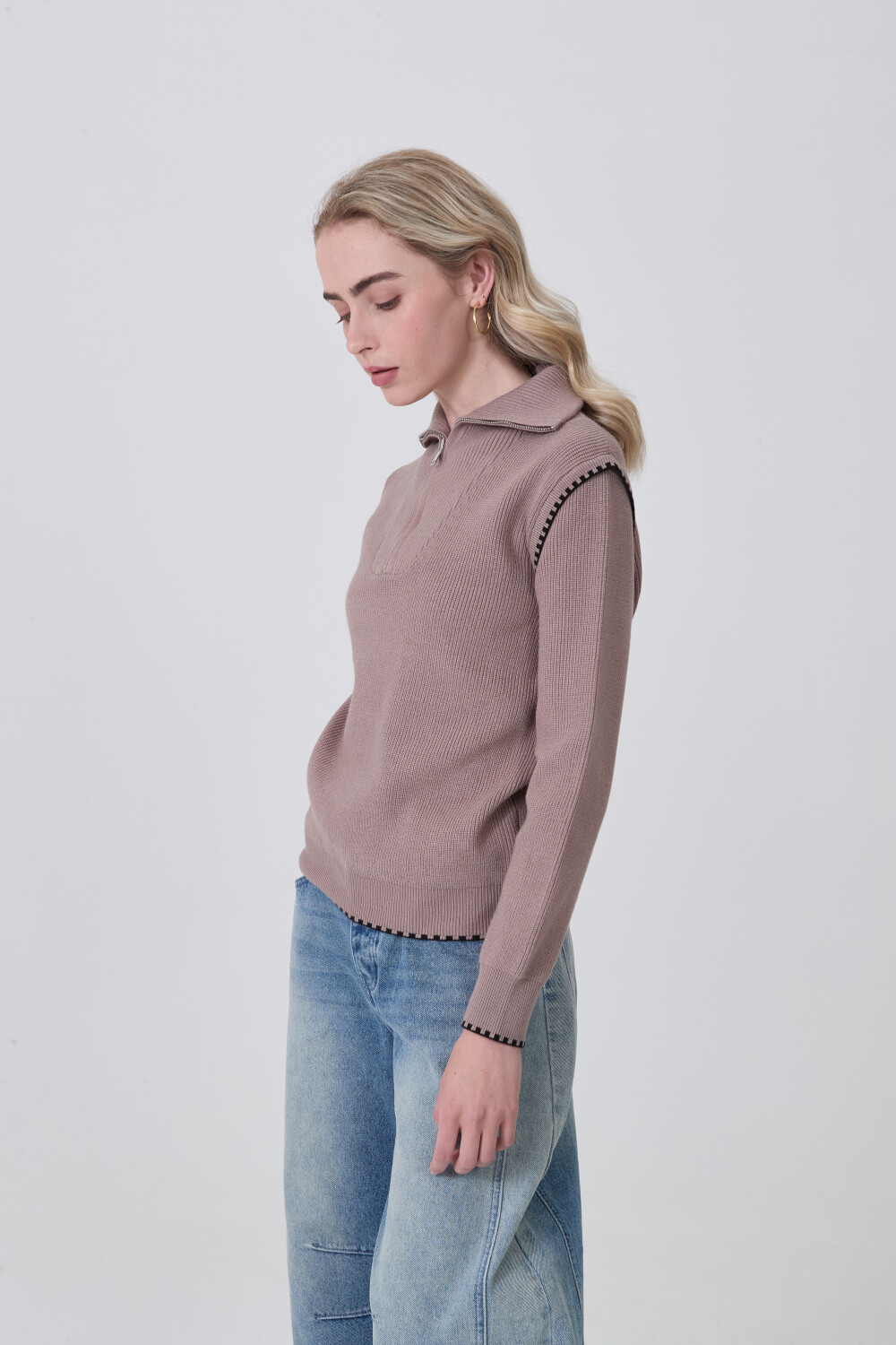 Sweater Zippy Taupe / Mink / Vison