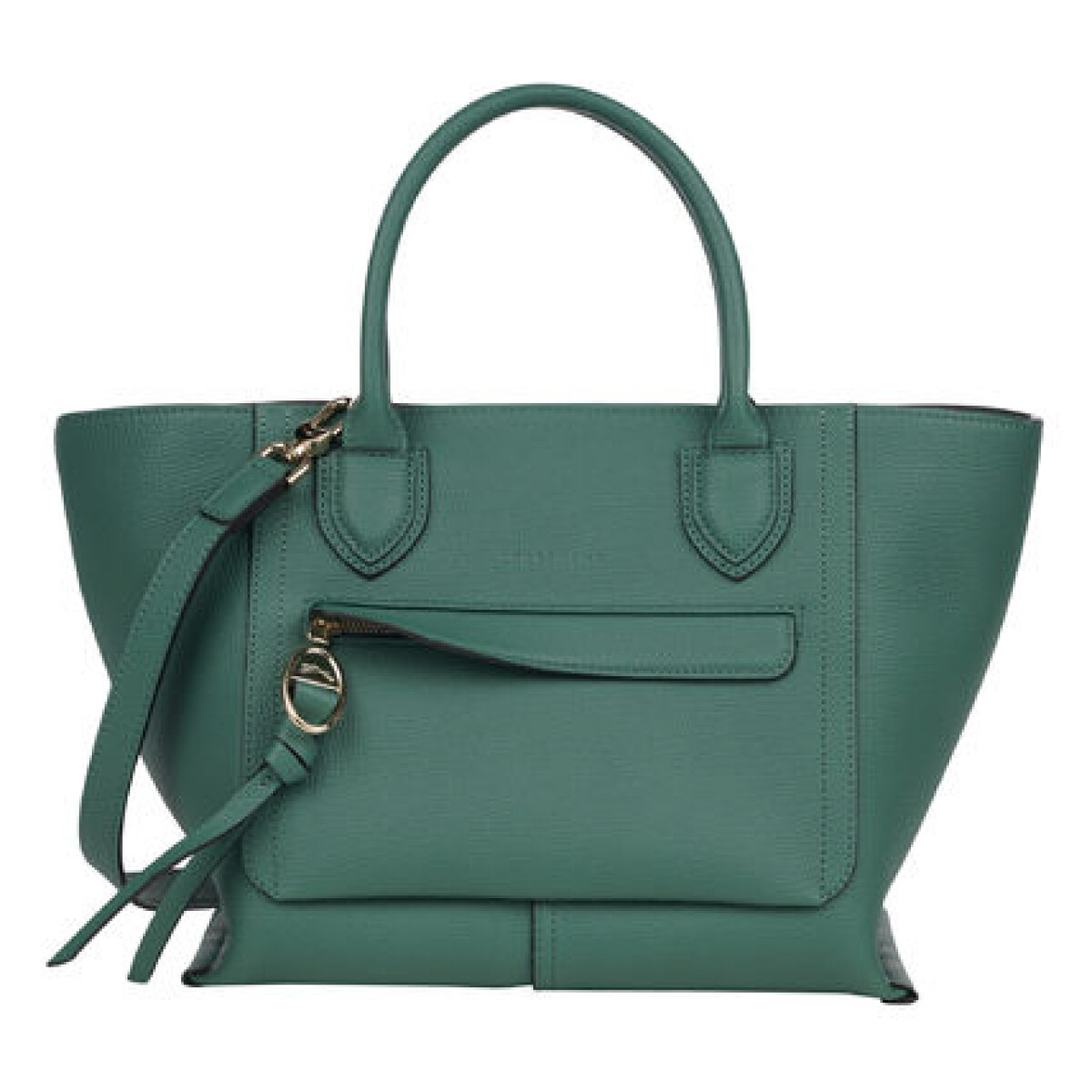 Longchamp -Cartera de cuero con asas y correa desmontable, Mailbox - Verde 