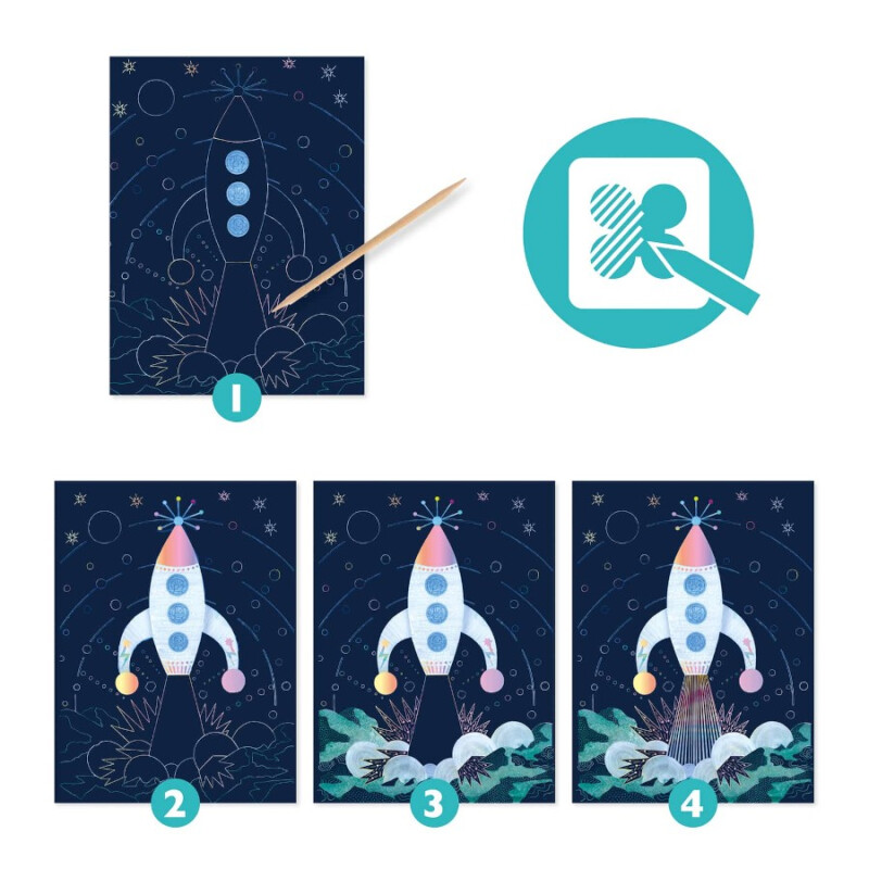 Láminas para Raspar Infantil Cosmos Djeco Láminas para Raspar Infantil Cosmos Djeco