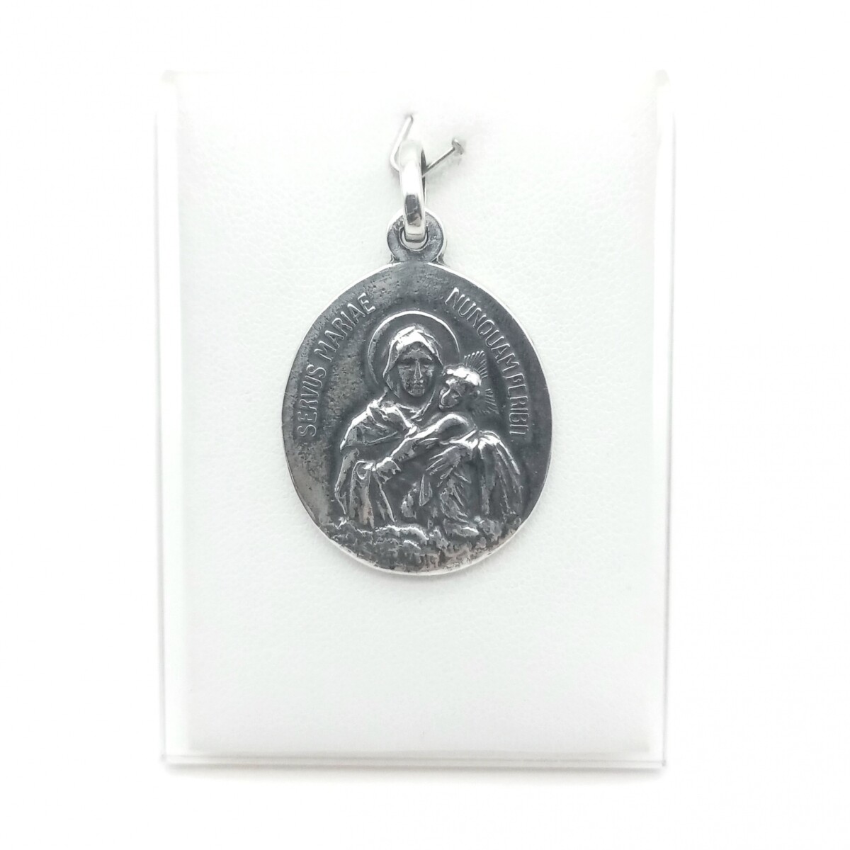 Medalla religiosa de plata 925, Virgen de Schoenstad yCorazón de Jesús. 