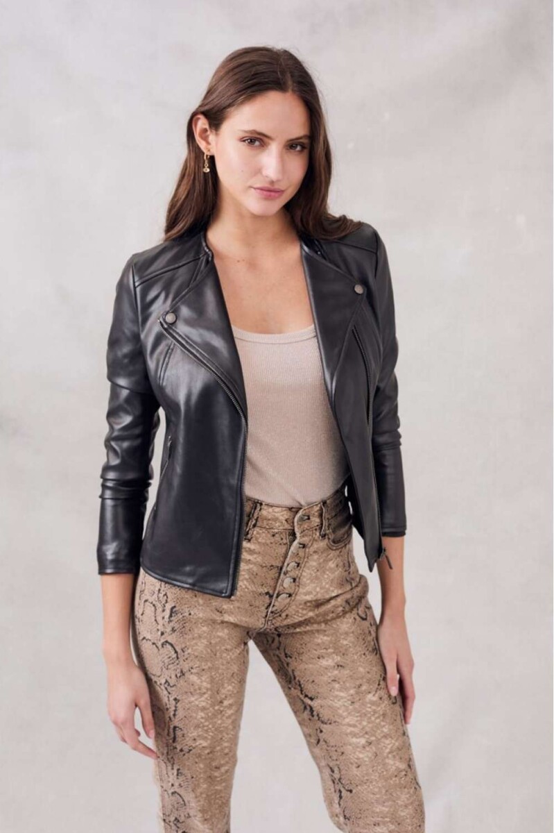 Campera Cuero Vegano - Negro 