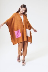 Poncho Color Block Ocre
