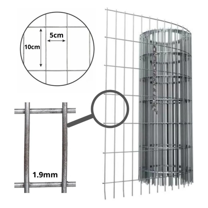 Tejido Malla Electrosoldada Galvanizada Rollo 1.50m X 20 Mts Gris