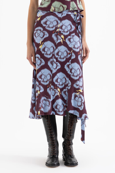 POLLERA FLOWERS Bordo