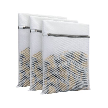 Kit 3 Bolsas Lavado Ropa Delicada Lavarropa Malla 40x30cm Blanco Kit 3 Bolsas Lavado Ropa Delicada Lavarropa Malla 40x30cm Blanco