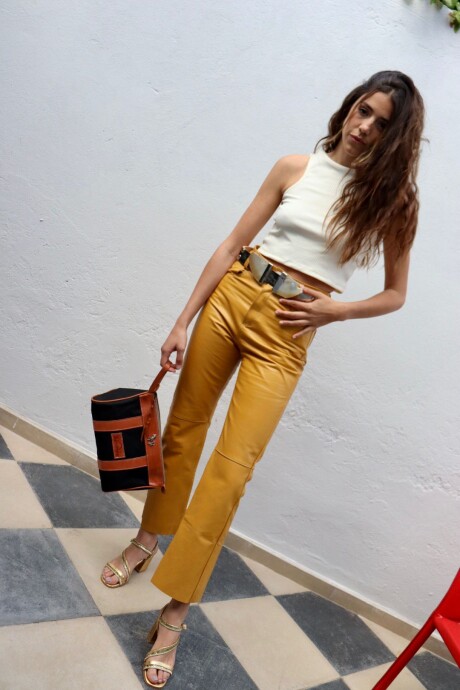 Crawford leather jeans Mostaza