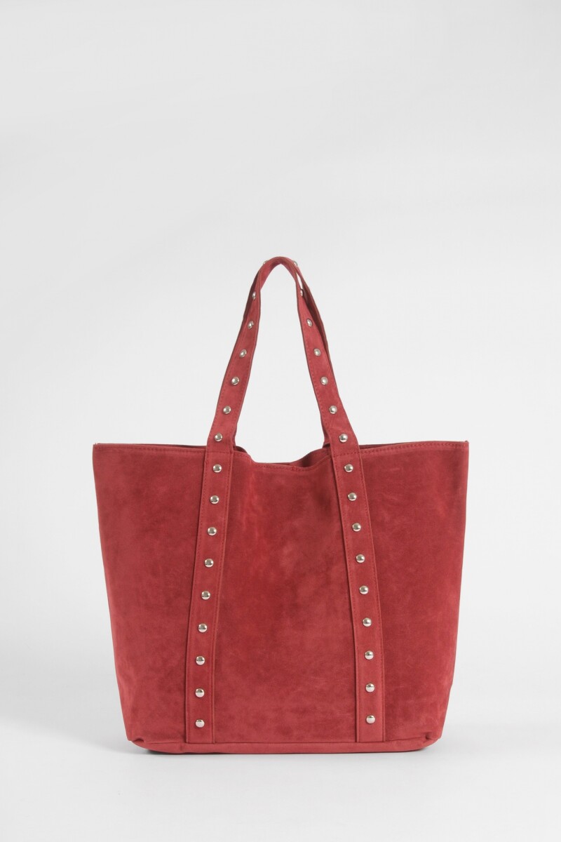 Shopper suede con tachas rojo