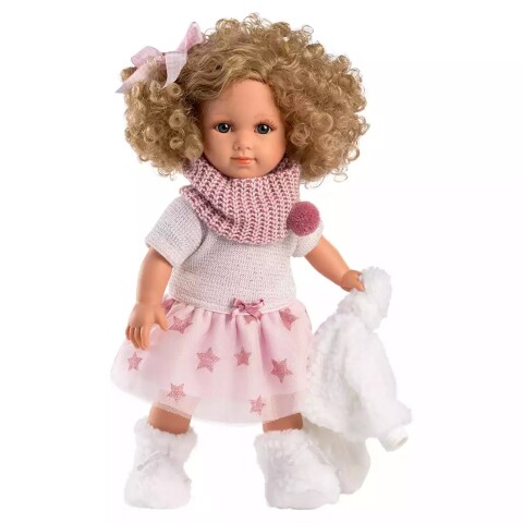 Muñeca Llorens Elena 35 cm Abrigo Peludo Rulos + Accesorios Variante Modelo Elena