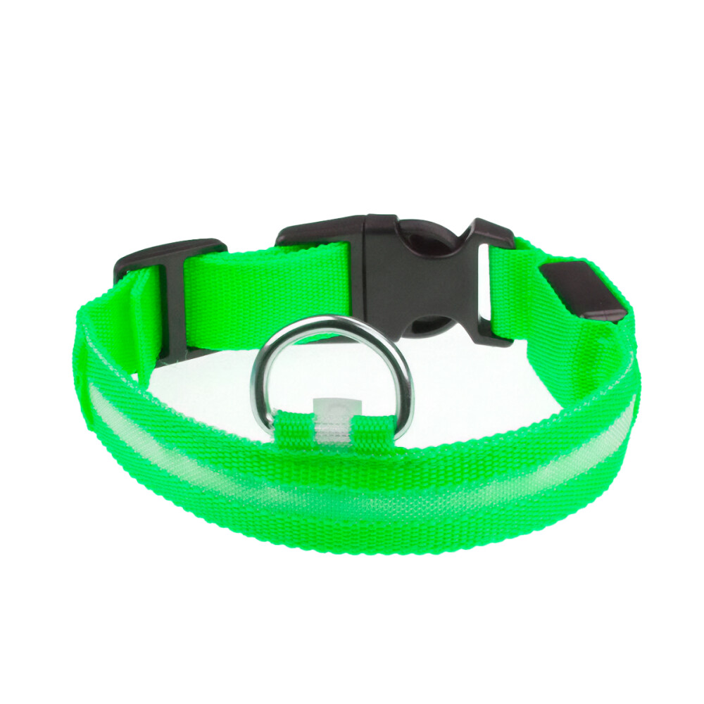 Collar Luminoso Perro Gato Cómodo Paseo Varios Talles Color verde