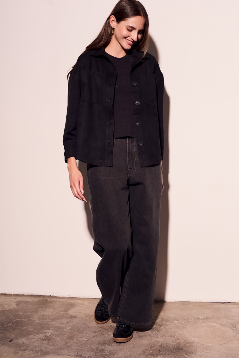 Sobrecamisa Gamuza Cuero Vegano Negro