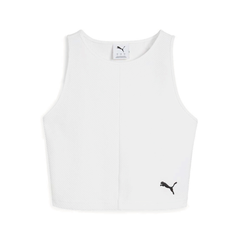 Top Puma Wardrobe Ess Ribbed Crop Top Mujer PUMA White