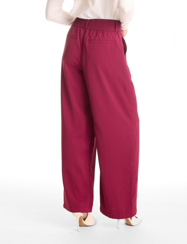 Palazzo Con Doble Botón & Cintura Elástica ROSA OSCURO