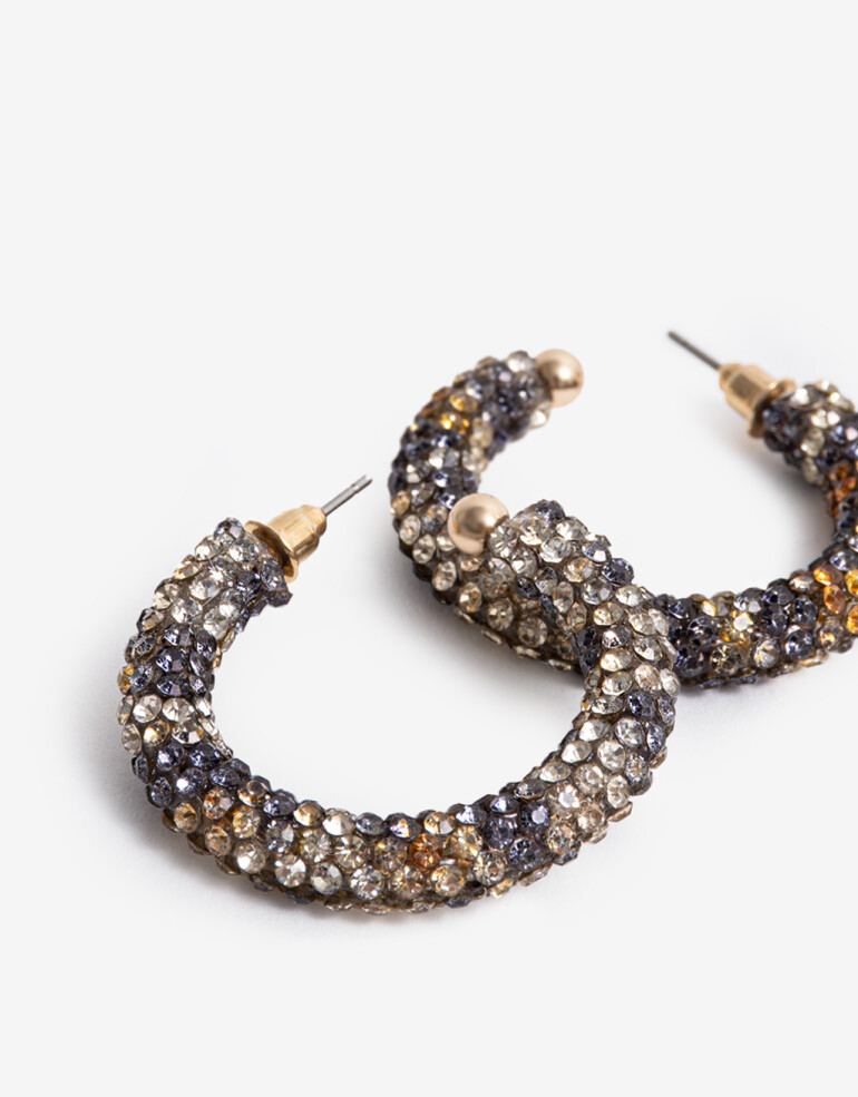 Aros Argollas Color Argollas Flor Strass - Combinacion Multicolor